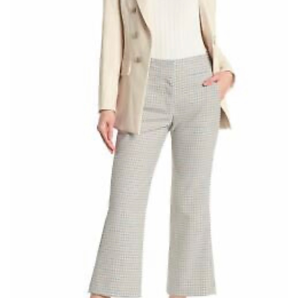 Veronica Beard Pants Cormac Plaid Blue&Brown Womens Trousers Cropped